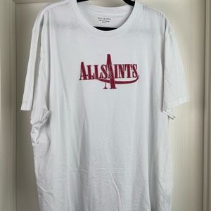 All Saints white T-shirt with red lettering